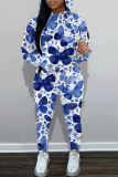 Multicolor Graphics Print Hooded Long Sleeve Sweatshirts and Drawstring Pants Sportwear Casual Two Pieces Sweatsuits Sets