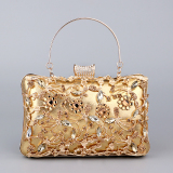 Dark Green Prom Rhinestone Flowers PU Handbags Clutch Purse