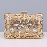 Dark Green Prom Rhinestone Flowers PU Handbags Clutch Purse