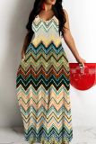 Red Green Graphics Boho Print Backless Spaghetti Strap Floor Length Vacation Baggy Plus Size Sundress Slip Maxi Dress