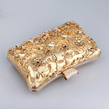 Dark Green Prom Rhinestone Flowers PU Handbags Clutch Purse
