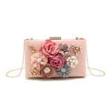 White Prom Flowers Pearls Decor Diamonds Handbags