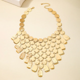 Glod Leopard Layered Dangling Chains Sequined Necklaces