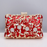 Dark Green Prom Rhinestone Flowers PU Handbags Clutch Purse