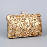 Dark Green Prom Rhinestone Flowers PU Handbags Clutch Purse