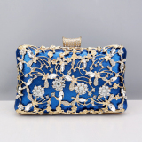 Dark Green Prom Rhinestone Flowers PU Handbags Clutch Purse
