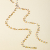 Gold Tone Layered Rhinestone Tassel Necklaces