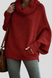 Grey Casual Batwing Sleeve Turtleneck Fall Winter Knitted Sweater Tops