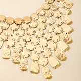 Glod Leopard Layered Dangling Chains Sequined Necklaces