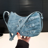Light Blue Casual Denim Zipper Bags Shoulder Bag