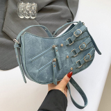 Light Blue Casual Denim Zipper Bags Shoulder Bag