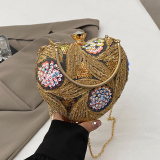 Blue Party Heart Shaped Sequins Chains Clutch Purse Handbag