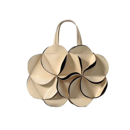 Black Prom Flower Shape Ruched PU Handbags