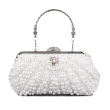 White Pearls Decor Prom Evening Clutch Handbags