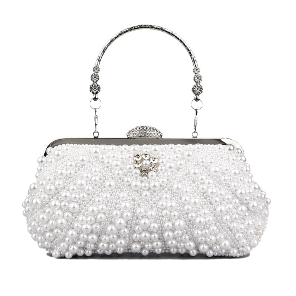 White Pearls Decor Prom Evening Clutch Handbags
