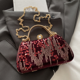Green Party Formal Evening Rhinestone Sequins Chains Handbags