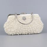 White Pearls Decor Prom Evening Clutch Handbags