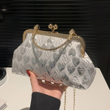 Pink Heart Pattern Clutch Purse Chain Strap Handbags
