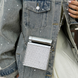 White Casual Zipper Chain Shoulder Bag