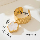 Glod Five Leaf Flowers Rings