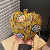 Blue Party Heart Shaped Sequins Chains Clutch Purse Handbag