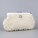 White Pearls Decor Prom Evening Clutch Handbags