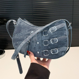 Light Blue Casual Denim Zipper Bags Shoulder Bag