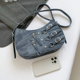 Light Blue Casual Denim Zipper Bags Shoulder Bag