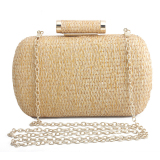 Glod Prom Chains Strap Clutch Purse Weave Handbags