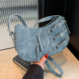 Light Blue Casual Denim Zipper Bags Shoulder Bag