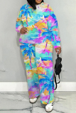 Green Stripe Camouflage Print O Neck Long Sleeve Sweatshirt and Pants Sportwear Casual Plus Size Two Pieces Tracksuit Sweatpants Set