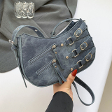 Light Blue Casual Denim Zipper Bags Shoulder Bag