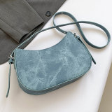 Light Blue Casual Denim Zipper Bags Shoulder Bag
