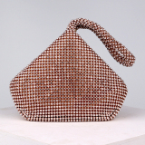 Champagne Hot Drill Zipper Prom Checkered Woven Handbag