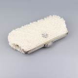 White Pearls Decor Prom Evening Clutch Handbags