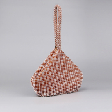Champagne Hot Drill Zipper Prom Checkered Woven Handbag