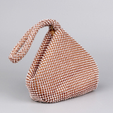 Champagne Hot Drill Zipper Prom Checkered Woven Handbag