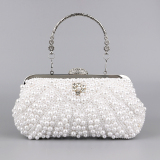 White Pearls Decor Prom Evening Clutch Handbags