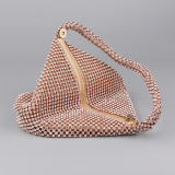 Champagne Hot Drill Zipper Prom Checkered Woven Handbag