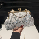 Pink Heart Pattern Clutch Purse Chain Strap Handbags
