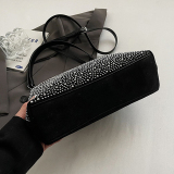 Silver Casual Rhinestone Zipper Shoulder Bags