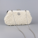 White Pearls Decor Prom Evening Clutch Handbags