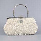 White Pearls Decor Prom Evening Clutch Handbags