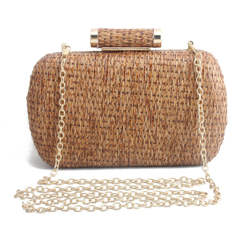 Glod Prom Chains Strap Clutch Purse Weave Handbags