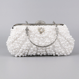 White Pearls Decor Prom Evening Clutch Handbags