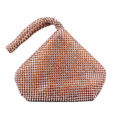 Champagne Hot Drill Zipper Prom Checkered Woven Handbag