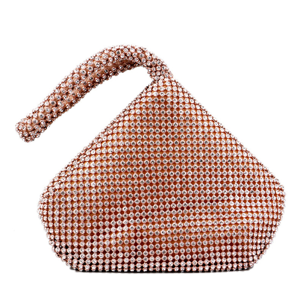 Champagne Hot Drill Zipper Prom Checkered Woven Handbag