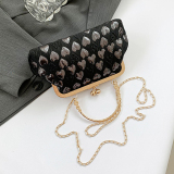 Pink Heart Pattern Clutch Purse Chain Strap Handbags