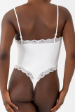 Black Sportswear Spaghetti Strap Lace Skinny Bodysuits