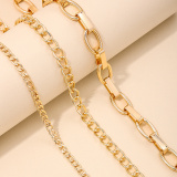 Glod Hip Hop Metal Three-Layer Chain Necklace